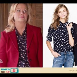 J crew Navy silk chicken button down top